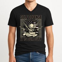 2nd Amendment Self Defense V-Neck T-Shirt