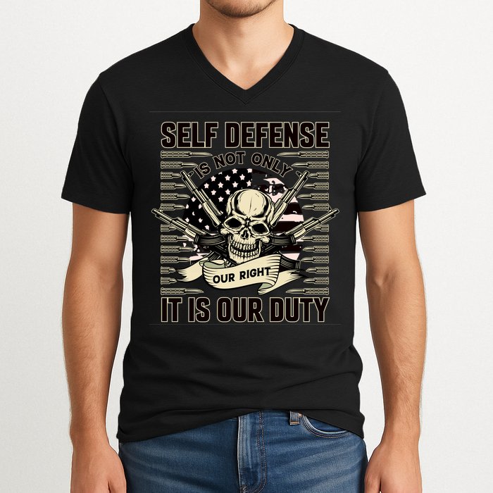 2nd Amendment Self Defense V-Neck T-Shirt