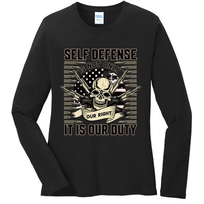 2nd Amendment Self Defense Ladies Long Sleeve Shirt