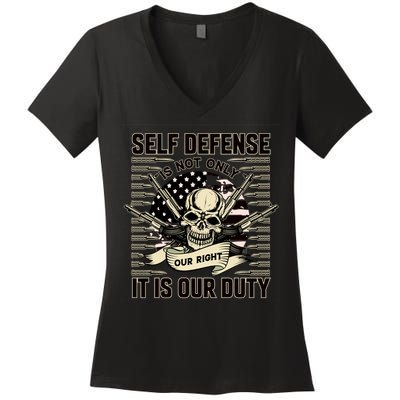 2nd Amendment Self Defense Women's V-Neck T-Shirt