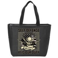 2nd Amendment Self Defense Zip Tote Bag