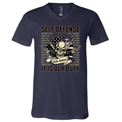 2nd Amendment Self Defense V-Neck T-Shirt