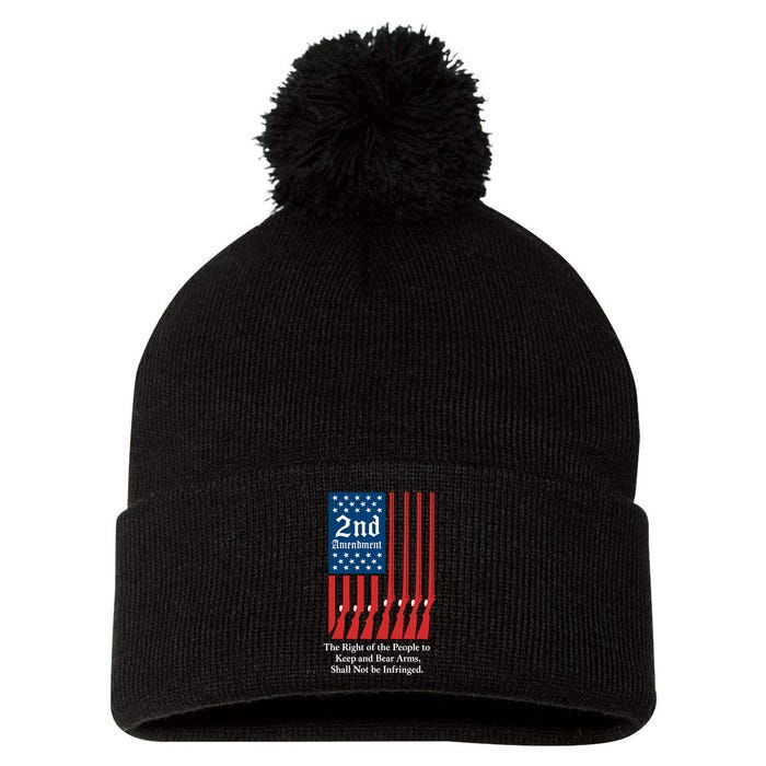 2nd Amendment Script Pom Pom 12in Knit Beanie