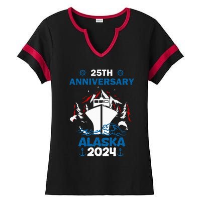 25th Anniversary Wedding Alaska Cruise 2024 Ladies Halftime Notch Neck Tee