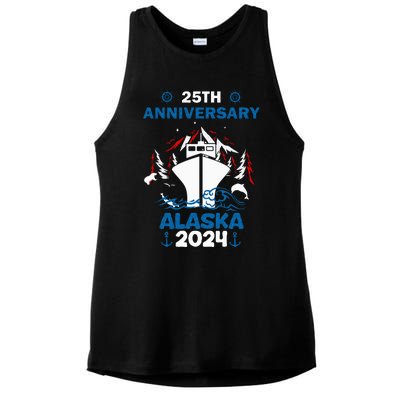 25th Anniversary Wedding Alaska Cruise 2024 Ladies PosiCharge Tri-Blend Wicking Tank