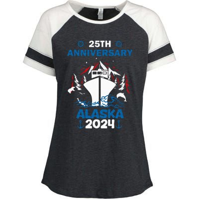 25th Anniversary Wedding Alaska Cruise 2024 Enza Ladies Jersey Colorblock Tee