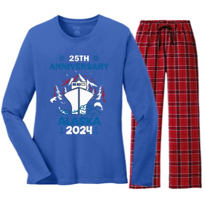 25th Anniversary Wedding Alaska Cruise 2024 Women's Long Sleeve Flannel Pajama Set 