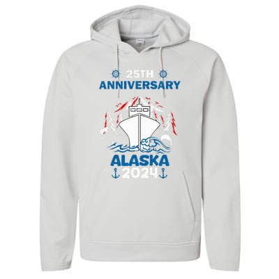 25th Anniversary Wedding Alaska Cruise 2024 Performance Fleece Hoodie