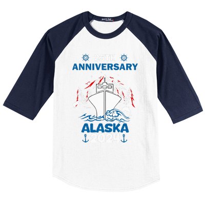 25th Anniversary Wedding Alaska Cruise 2024 Baseball Sleeve Shirt