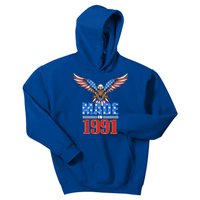 29th Birthday 1991 Gift Usa Flag Eagle Patriotic Gift Great Gift Kids Hoodie