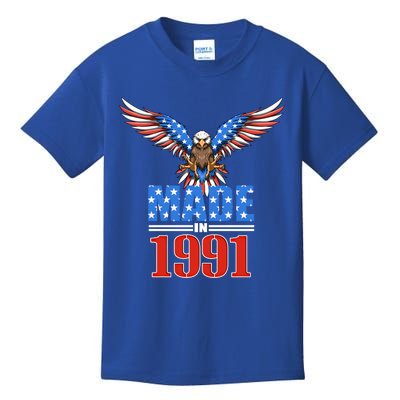 29th Birthday 1991 Gift Usa Flag Eagle Patriotic Gift Great Gift Kids T-Shirt