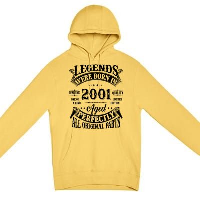 23rd Birthday 23 Years Old Vintage Legends Born In 2001 Premium Pullover Hoodie