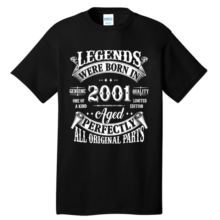 23rd Birthday 23 Years Old Vintage Legends Born In 2001 Tall T-Shirt