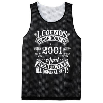 23rd Birthday 23 Years Old Vintage Legends Born In 2001 Mesh Reversible Basketball Jersey Tank