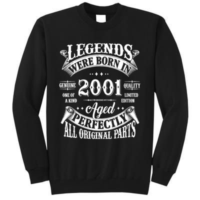 23rd Birthday 23 Years Old Vintage Legends Born In 2001 Tall Sweatshirt