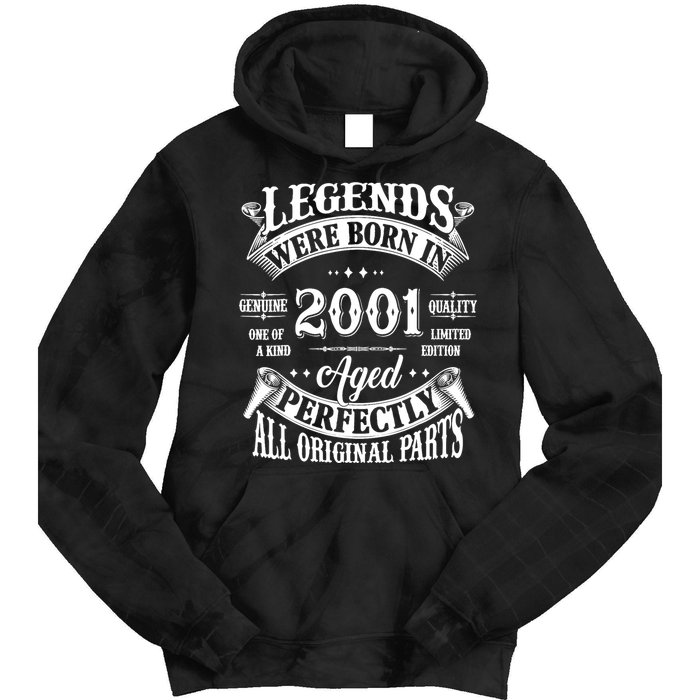 23rd Birthday 23 Years Old Vintage Legends Born In 2001 Tie Dye Hoodie