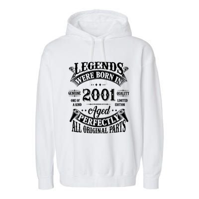 23rd Birthday 23 Years Old Vintage Legends Born In 2001 Garment-Dyed Fleece Hoodie