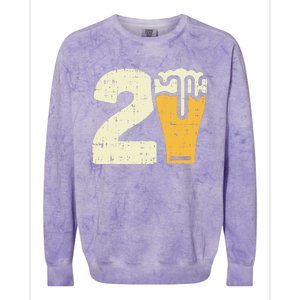 21 Beer 21st Birthday Bday Party Year Old Colorblast Crewneck Sweatshirt