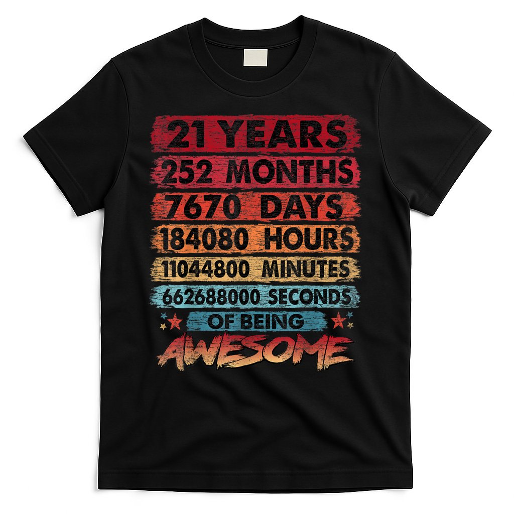 21st Birthday 21 Years Old Vintage Retro 252 Months Birthday T-Shirt