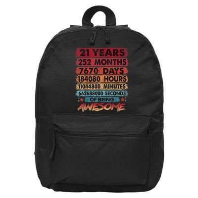 21st Birthday 21 Years Old Vintage Retro 252 Months Birthday 16 in Basic Backpack