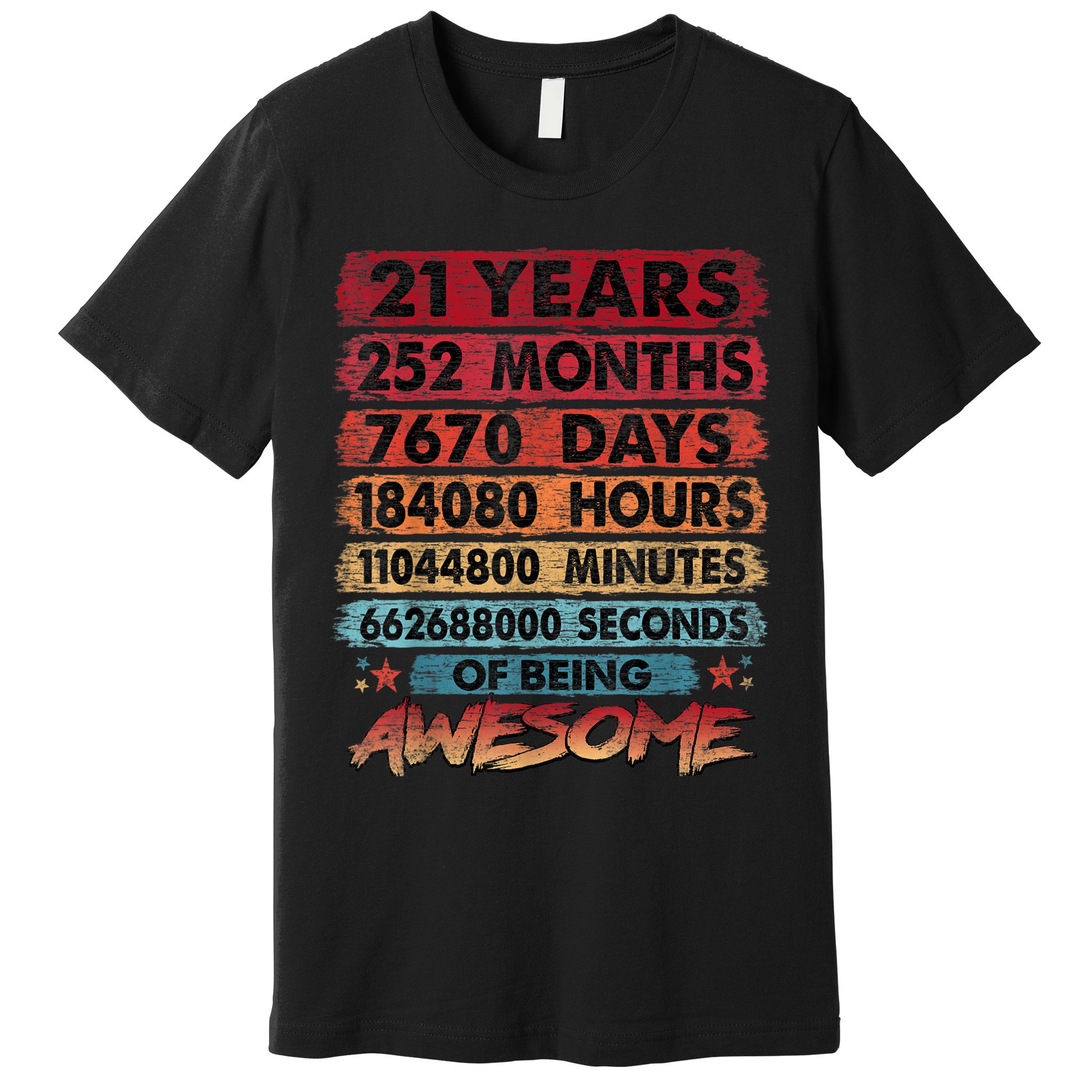 21st Birthday 21 Years Old Vintage Retro 252 Months Birthday Premium T-Shirt
