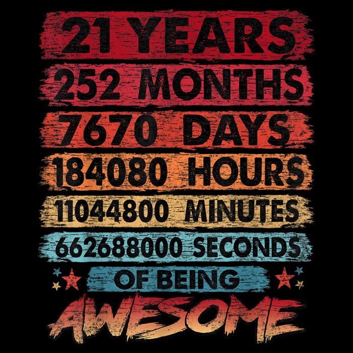 21st Birthday 21 Years Old Vintage Retro 252 Months Birthday Womens T-Shirt