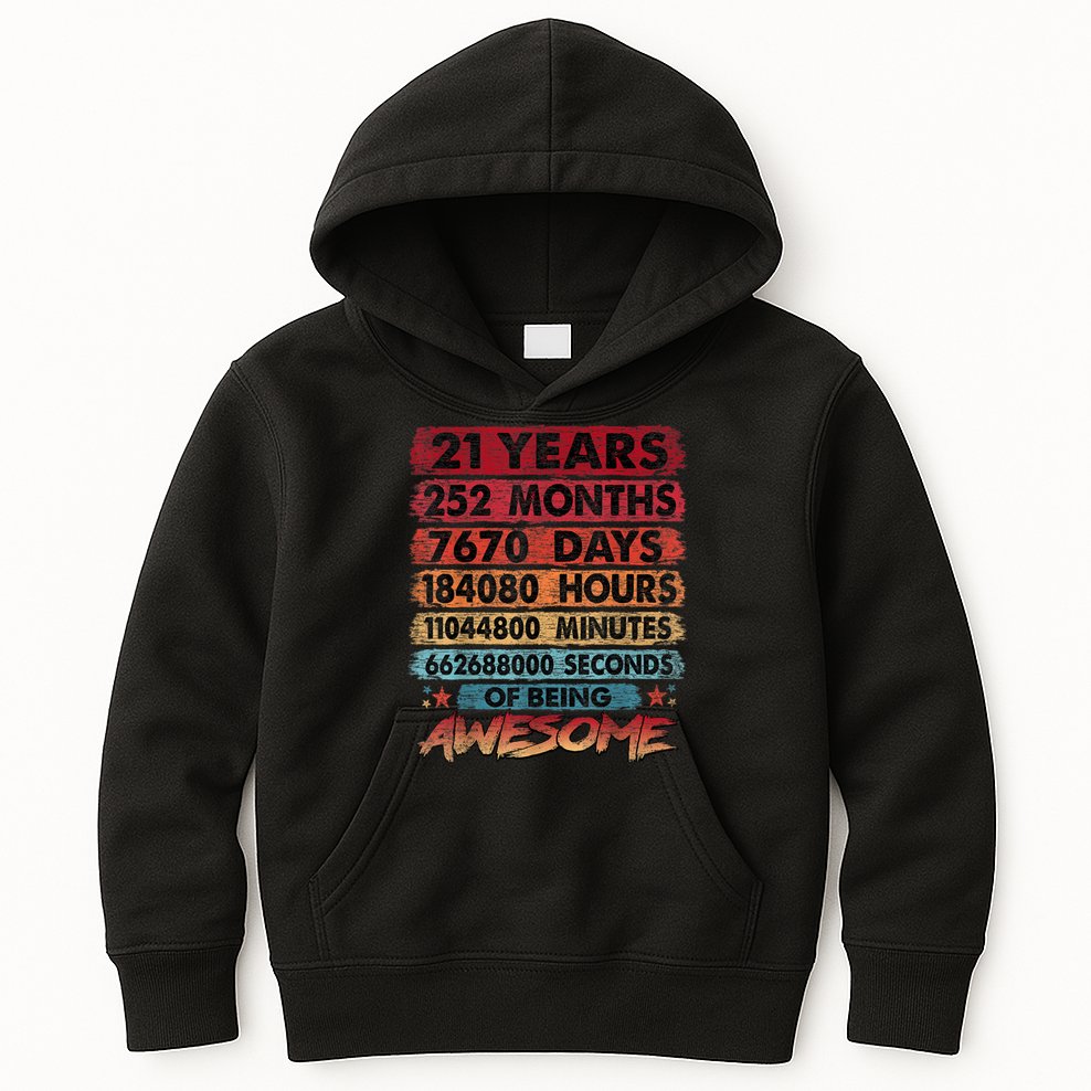 21st Birthday 21 Years Old Vintage Retro 252 Months Birthday Kids Hoodie