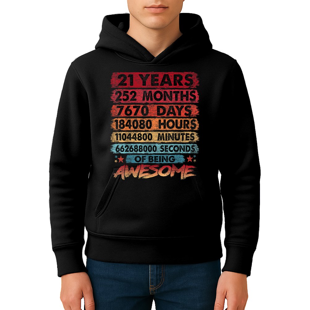21st Birthday 21 Years Old Vintage Retro 252 Months Birthday Kids Hoodie