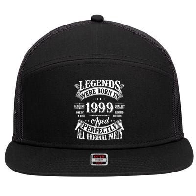 25th Birthday 25 Years Old Vintage Legends Born In 1999 7 Panel Mesh Trucker Snapback Hat