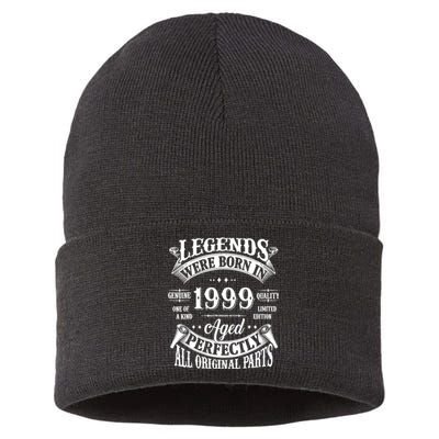 25th Birthday 25 Years Old Vintage Legends Born In 1999 Sustainable Knit Beanie