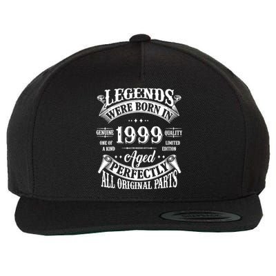 25th Birthday 25 Years Old Vintage Legends Born In 1999 Wool Snapback Cap