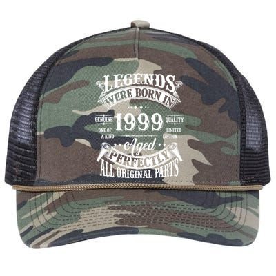 25th Birthday 25 Years Old Vintage Legends Born In 1999 Retro Rope Trucker Hat Cap