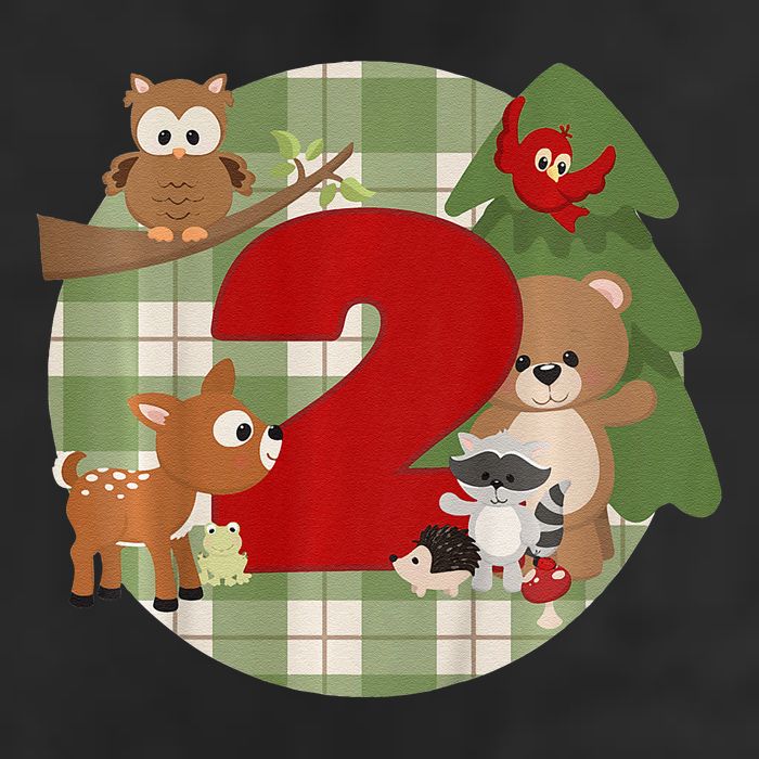 2nd Birthday 2 Year Old Woodland Animals 7 Panel Mesh Trucker Snapback Hat