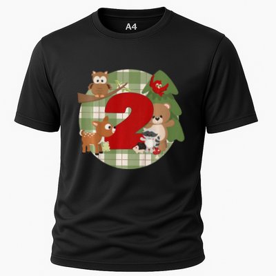 2nd Birthday 2 Year Old Woodland Animals Performance Shirt