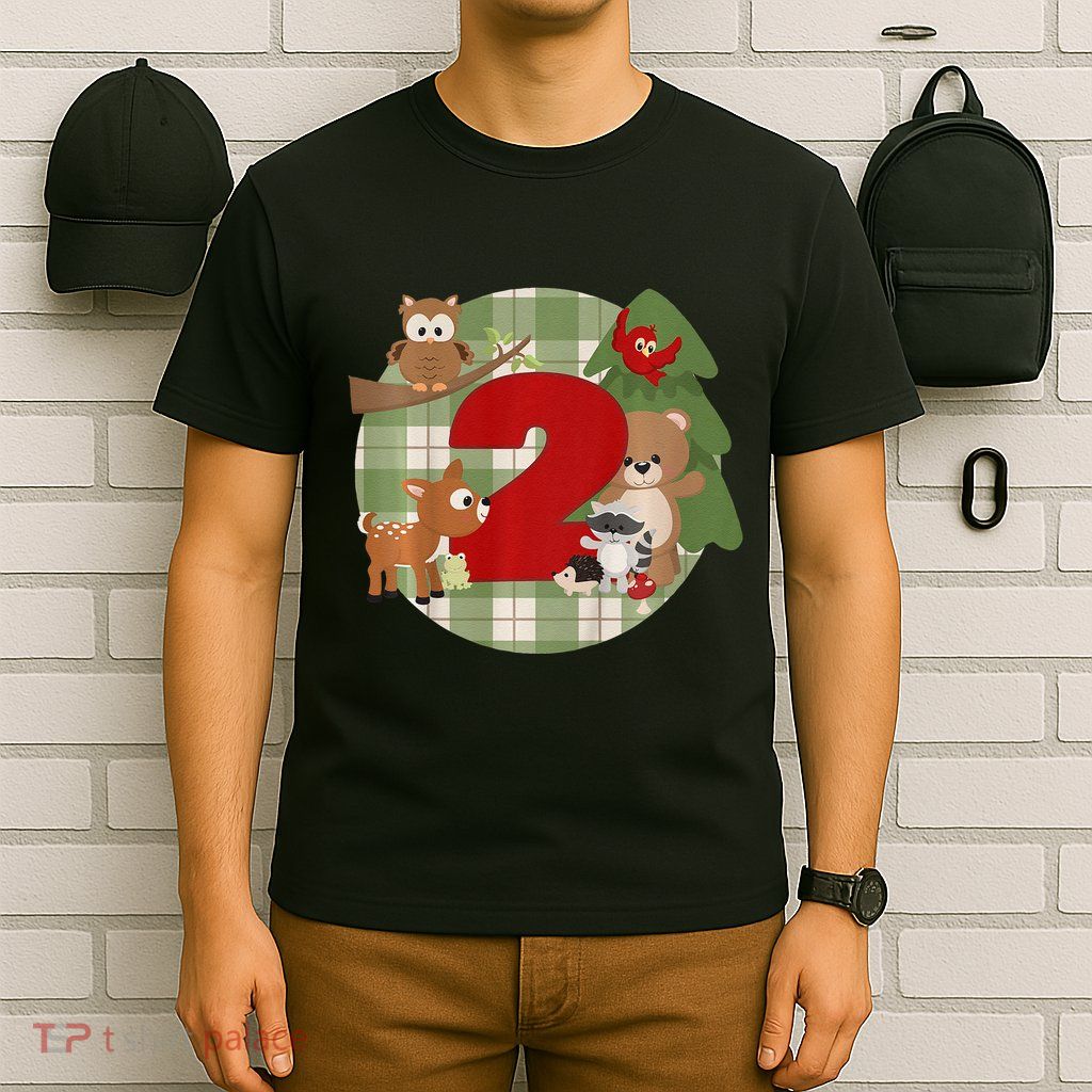 2nd Birthday 2 Year Old Woodland Animals T-Shirt