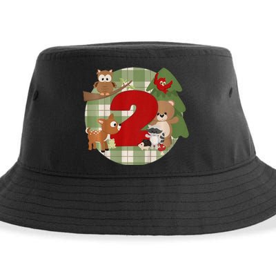 2nd Birthday 2 Year Old Woodland Animals Sustainable Bucket Hat