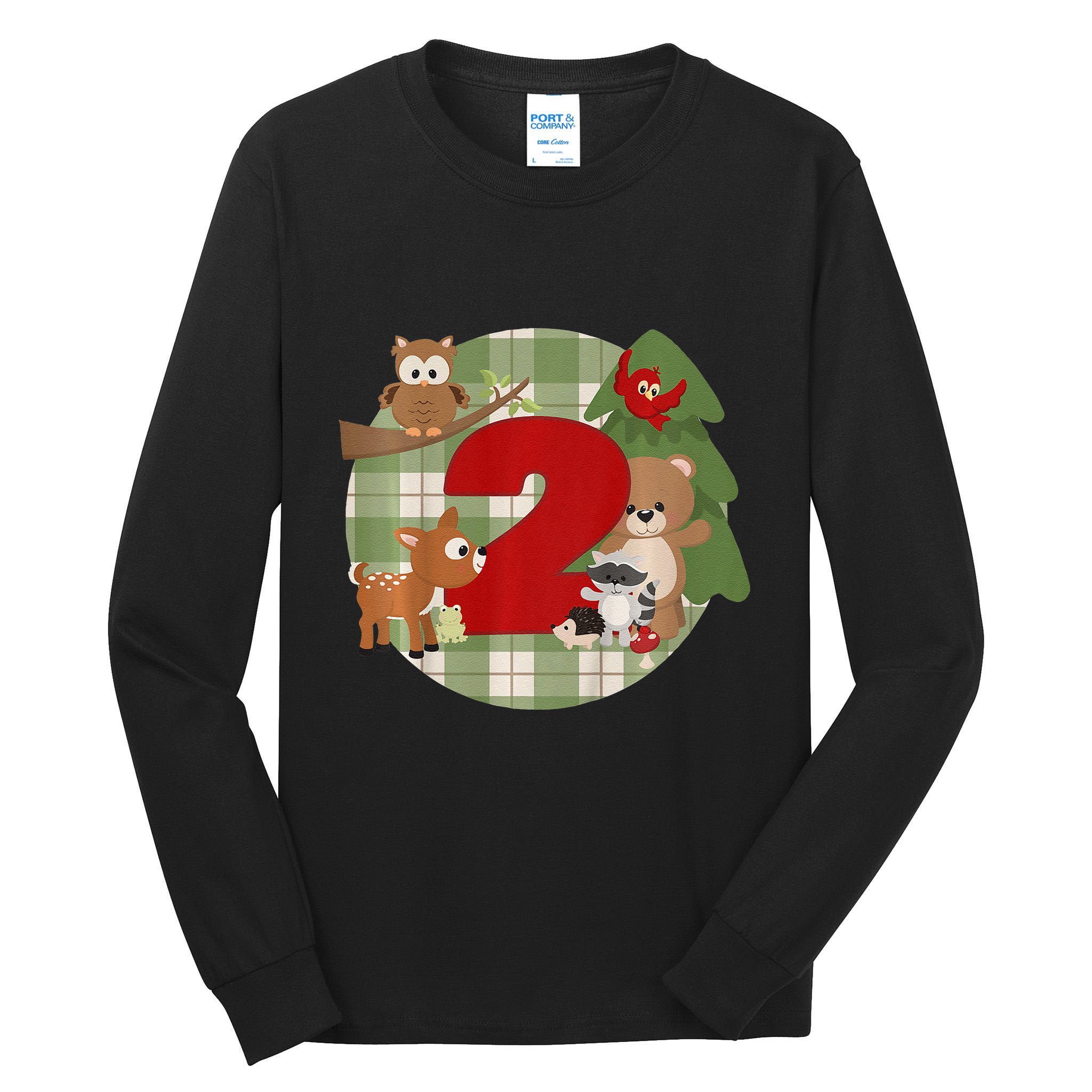 2nd Birthday 2 Year Old Woodland Animals Tall Long Sleeve T-Shirt