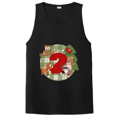 2nd Birthday 2 Year Old Woodland Animals PosiCharge Competitor Tank