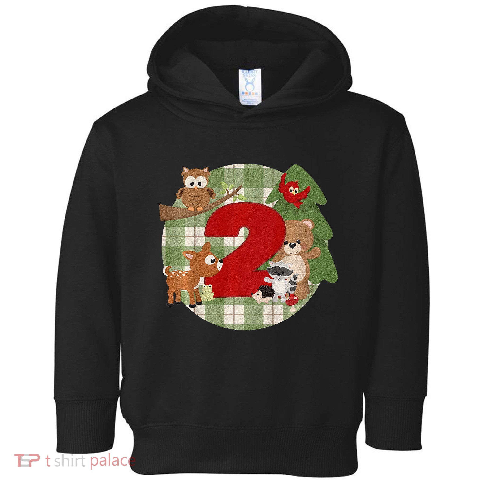 2nd Birthday 2 Year Old Woodland Animals Toddler Hoodie
