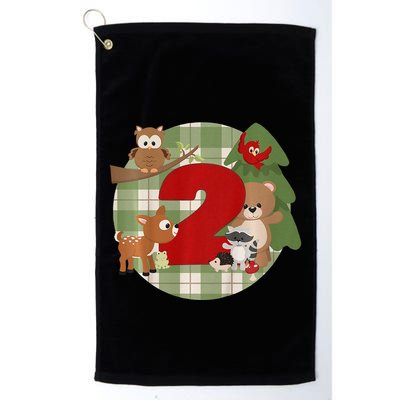 2nd Birthday 2 Year Old Woodland Animals Golf Towel