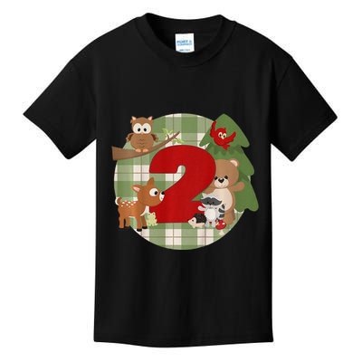 2nd Birthday 2 Year Old Woodland Animals Kids T-Shirt