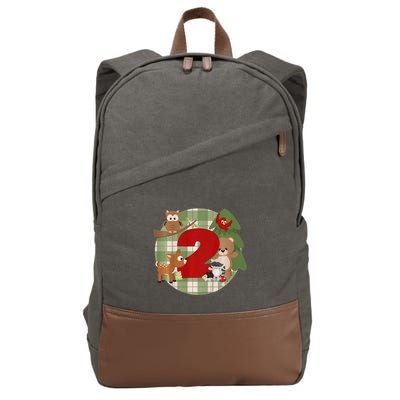 2nd Birthday 2 Year Old Woodland Animals Cotton Canvas Backpack