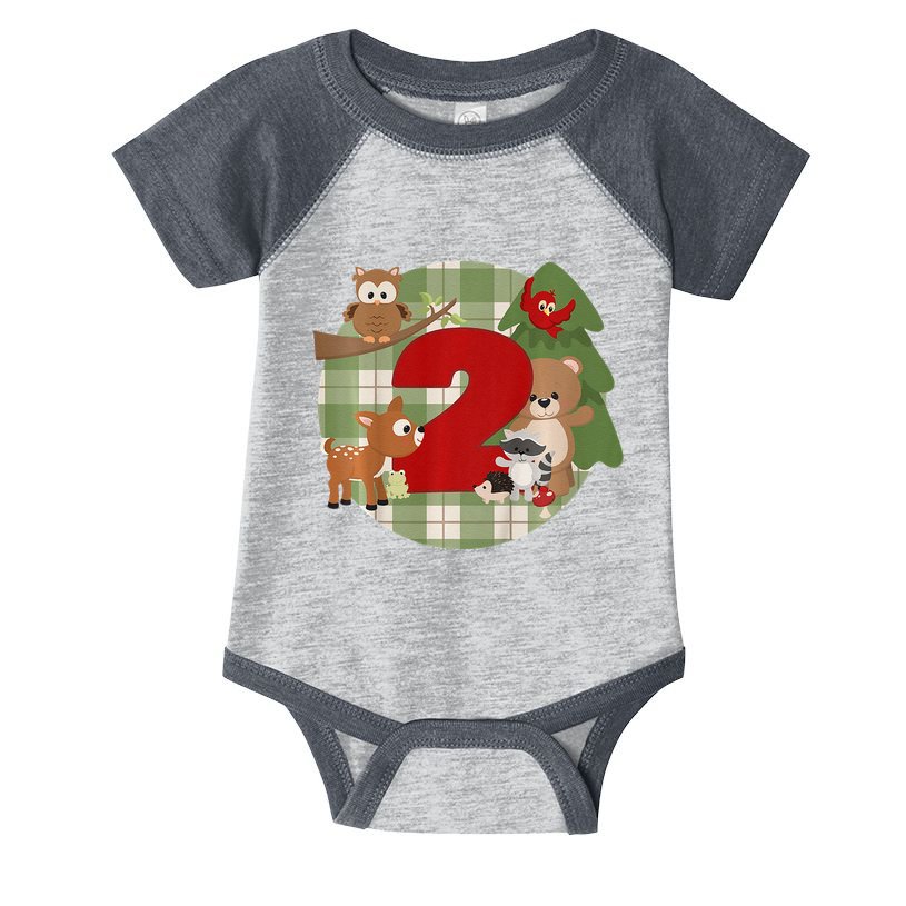 2nd Birthday 2 Year Old Woodland Animals Infant Baby Jersey Bodysuit
