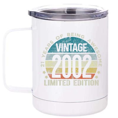 21st Birthday 21 Year Old Gifts Vintage 2002 Limited Edition Funny Cute 12 oz Stainless Steel Tumbler Cup