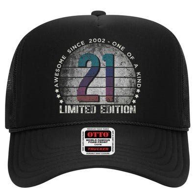 21st Birthday 21 Year Old Gifts Vintage 2002 Limited Edition Funny High Crown Mesh Back Trucker Hat