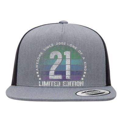 21st Birthday 21 Year Old Gifts Vintage 2002 Limited Edition Flat Bill Trucker Hat