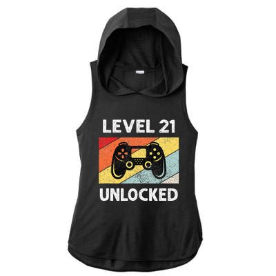 21st Birthday 21 Year Old Ladies PosiCharge Tri-Blend Wicking Draft Hoodie Tank