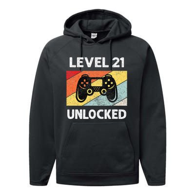 21st Birthday 21 Year Old Performance Fleece Hoodie