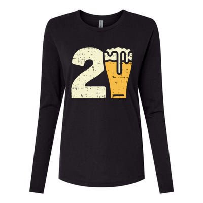 21 Beer 21st Birthday Bday Party Year Old Him Gift Womens Cotton Relaxed Long Sleeve T-Shirt