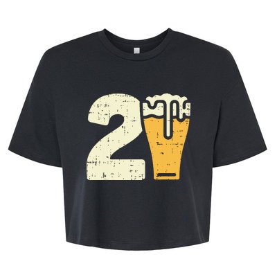 21 Beer 21st Birthday Bday Party Year Old Him Gift Bella+Canvas Jersey Crop Tee